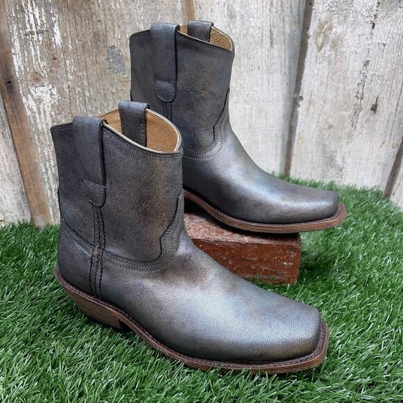 COFI Leathers Silver Oil Slick Spill Short Cowboy Boots Women's 7 - Picture 1 of 11